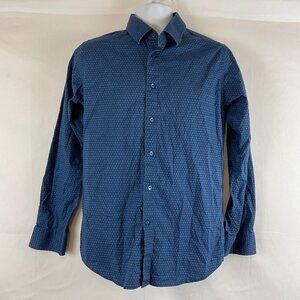 Scotch & Soda Men's Shirt Modern Fit 15.5/39 Blue Print Button Front Long Sleeve
